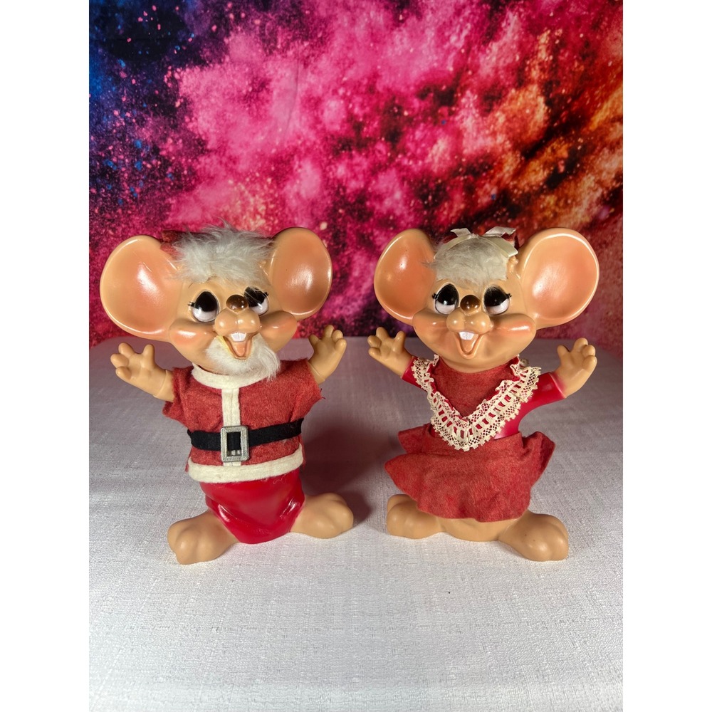 Vintage 1970s Huron Products Santa Mrs Claus Big Ear Mouse Coin Banks Christmas
